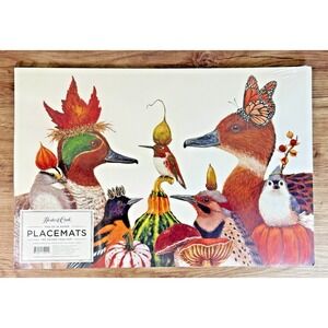 Hester & Cook Fall Birds Pumpkin Paper Placemats Pad of 18 Autumn Thanksgiving